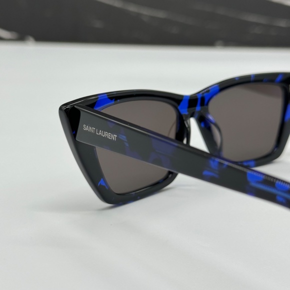 NEW SL276 MICA 009 SAINT LAURENT BLACK GREY CAT EYE SL 276 009 WOMEN SUNGLASSES - Picture 11 of 14